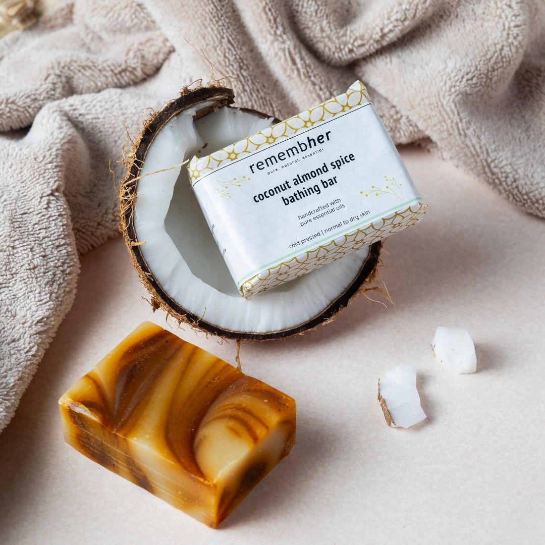 Coconut Almond Spice Exfoliating Bathing Bar/ Soap - 75gm