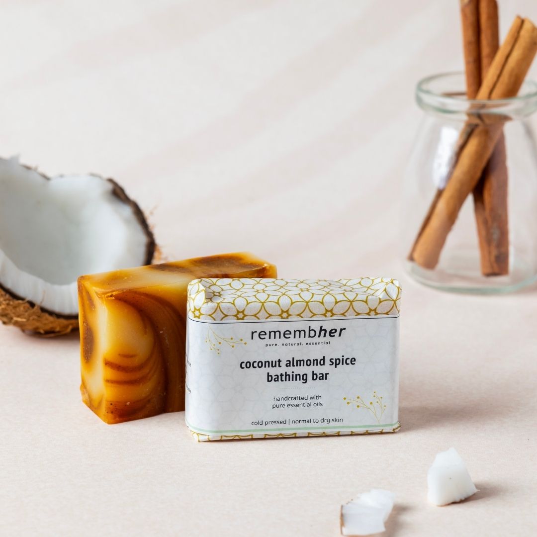 Coconut Almond Spice Exfoliating Bathing Bar/ Soap - 75gm